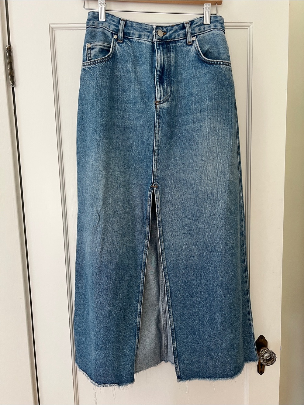 Anthropology Pilcro Denim Maxi Skirt with center Slit